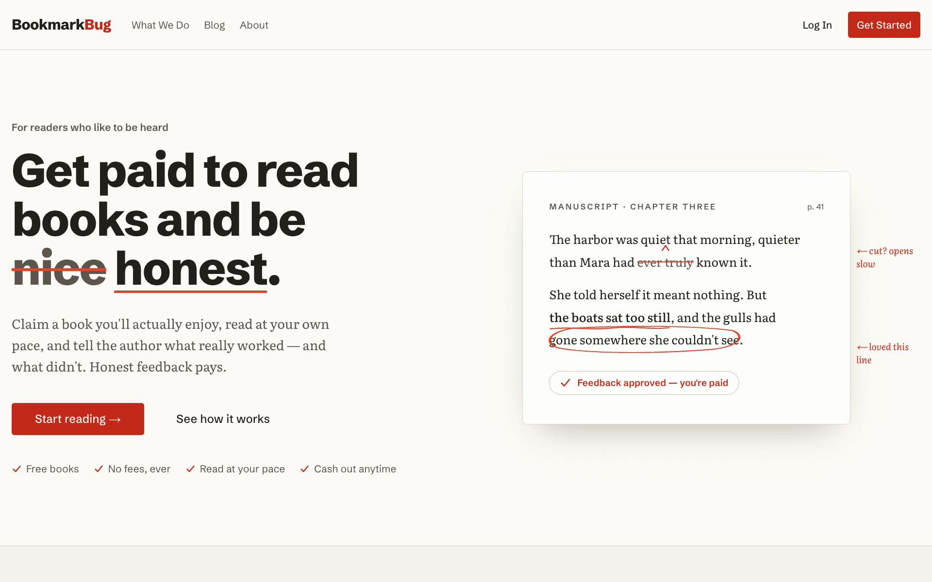 The BookmarkBug reader and feedback application